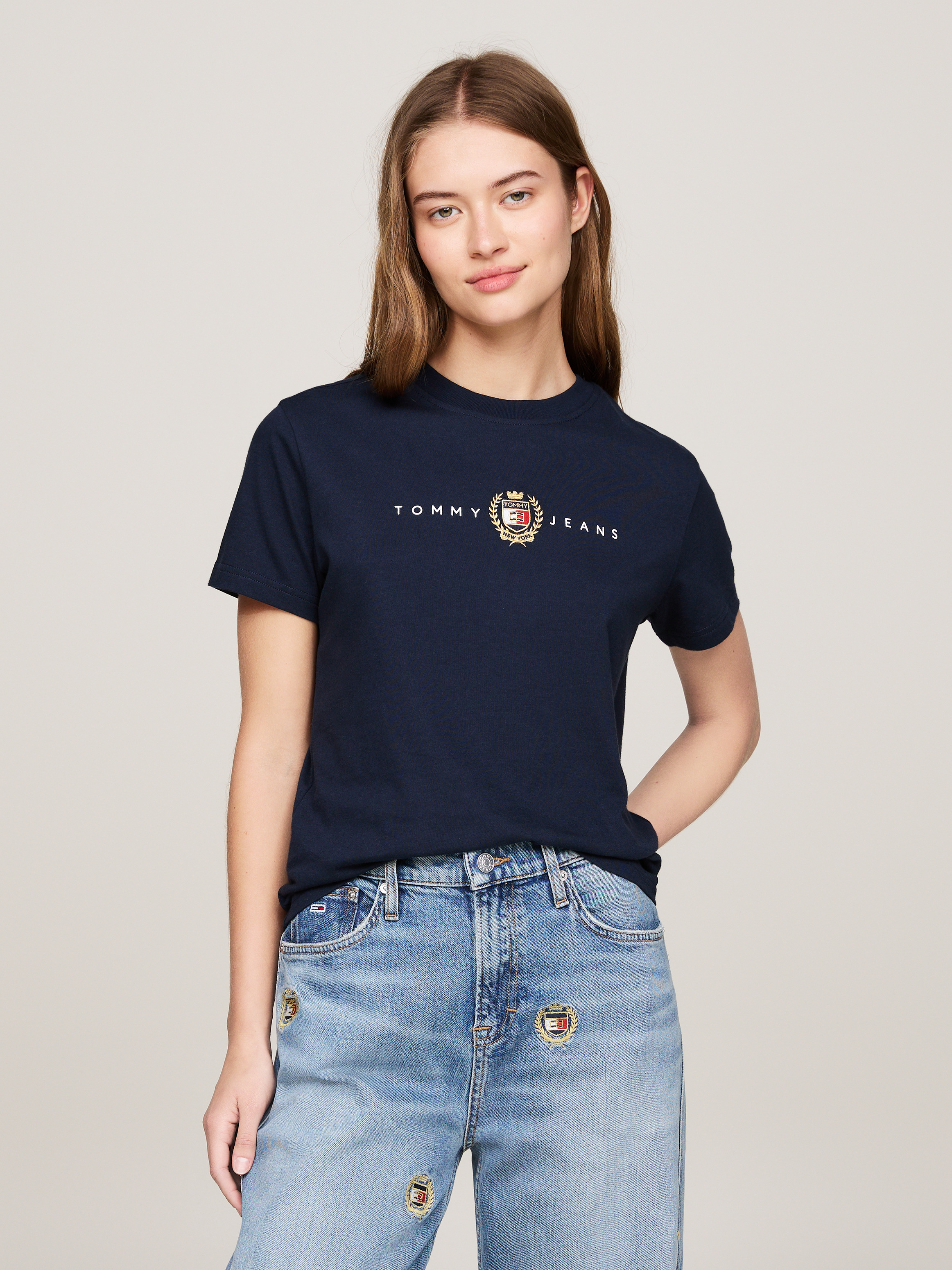 売れ筋商品|||トミー ヒルフィガー Tシャツ レディース トップス SCRIPT REGULAR - Print T-shirt - desert sky DW0DW18795_C1G_MO-ST-F1_099.