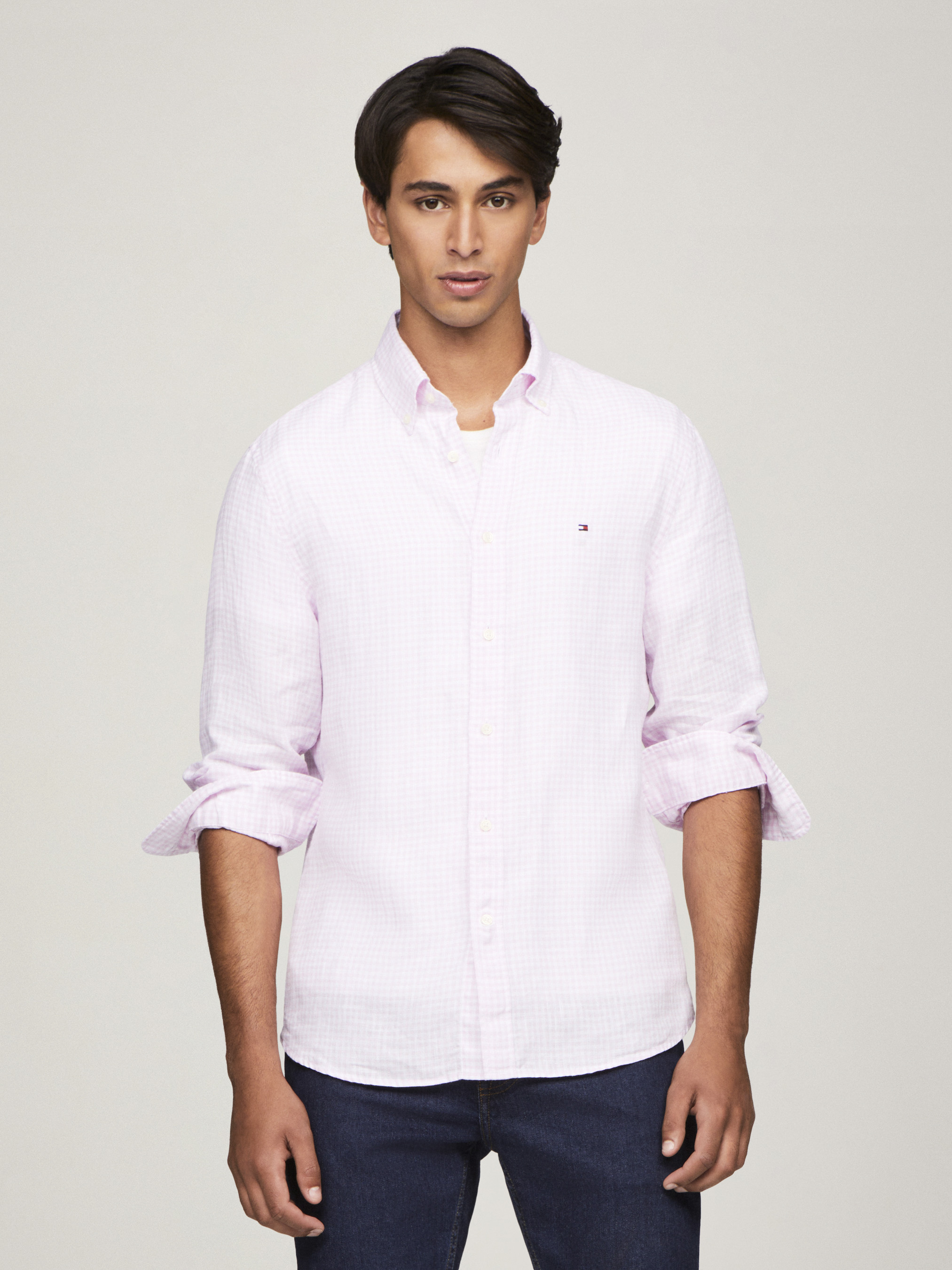 ★★ ★★ Regular fit pigment dye linen shirt T MW37539_YCF_FNT