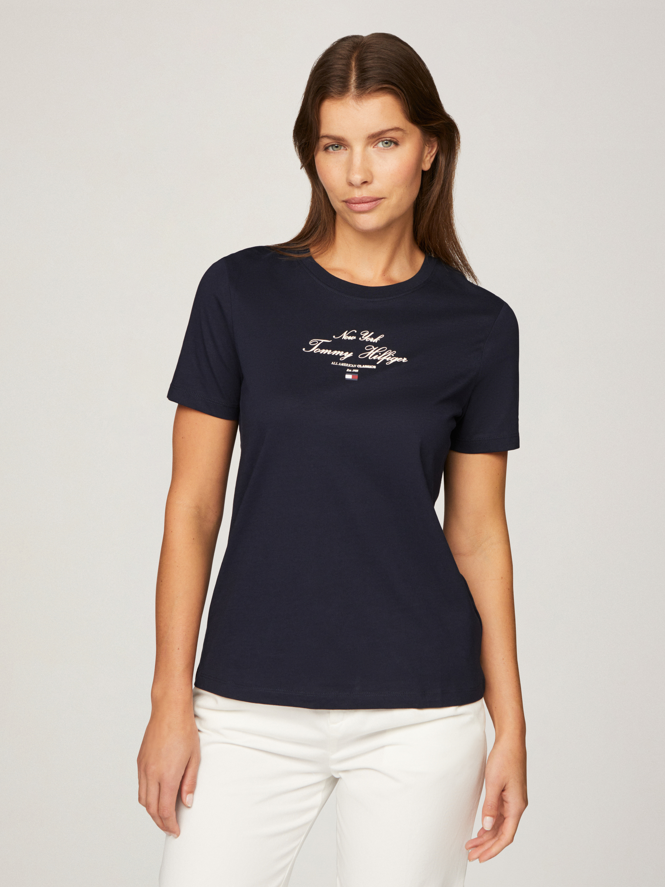 売れ筋商品|||トミー ヒルフィガー Tシャツ レディース トップス SCRIPT REGULAR - Print T-shirt - desert sky Script Regular Crew Neck | T-Shirts | Tommy Hilfiger