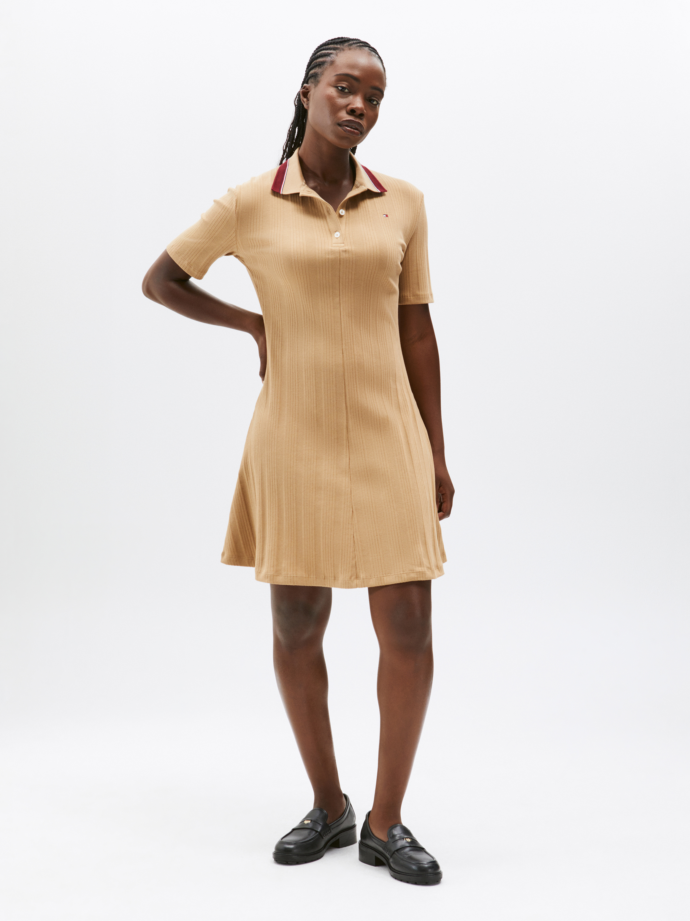 French Sleeve Polo Mini Dress M 新品　未使用 Polo Collar Short Sleeve Knit Mini Dress-Sunfere – sunfere
